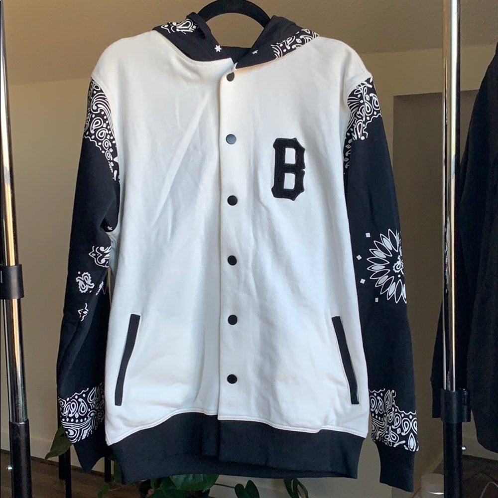 BLACK SCALE Paisley Baseball Hoodie NWOT